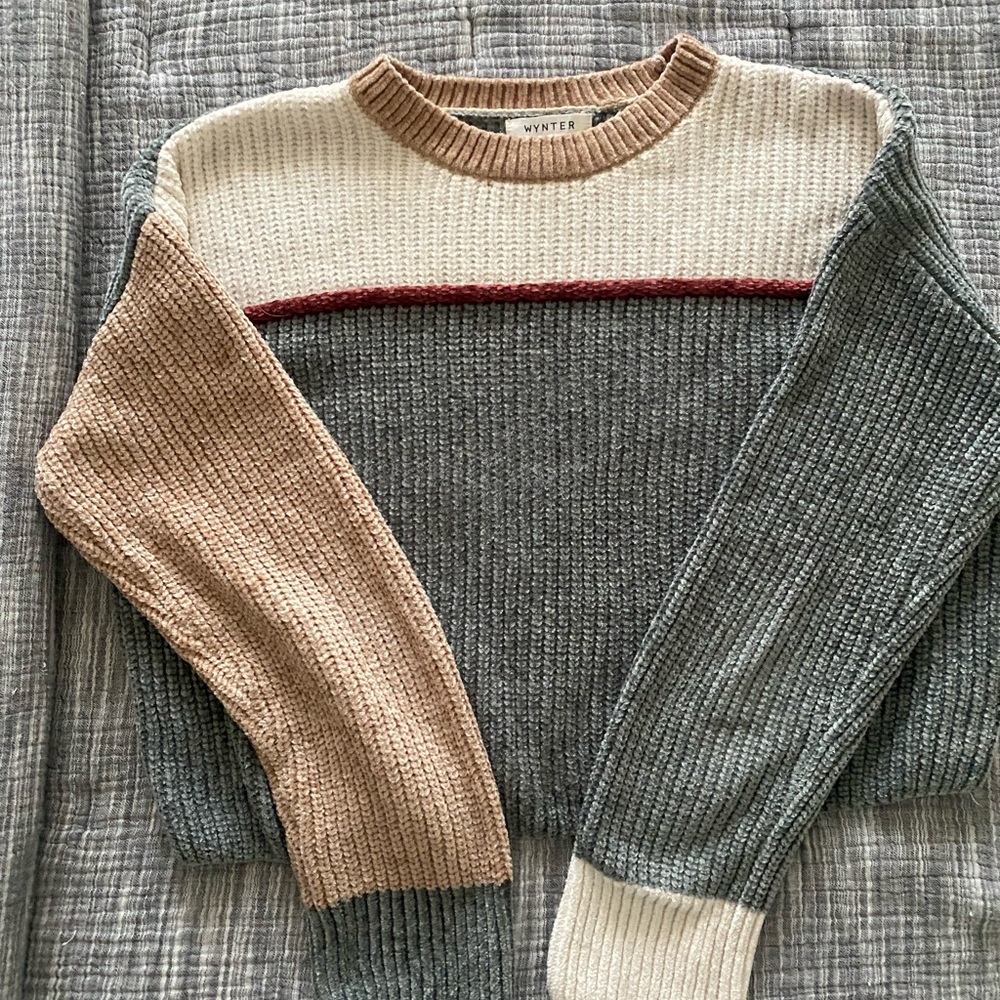 Women's Colorblock Sweater - Cream, Gray, Tan